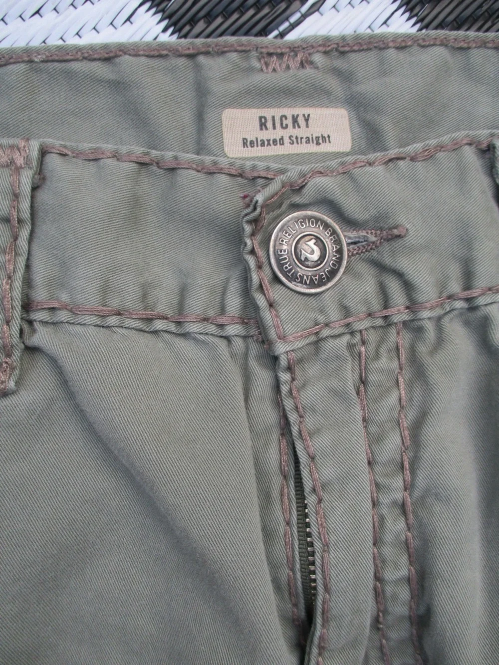 True Religion Ricky Relaxed Straight Olive Green Jeans